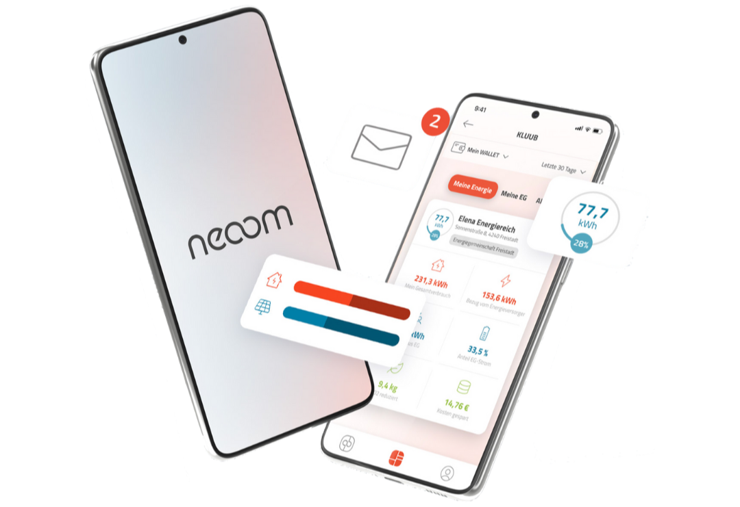 KLUUB in der neoom APP Smartphone Screens